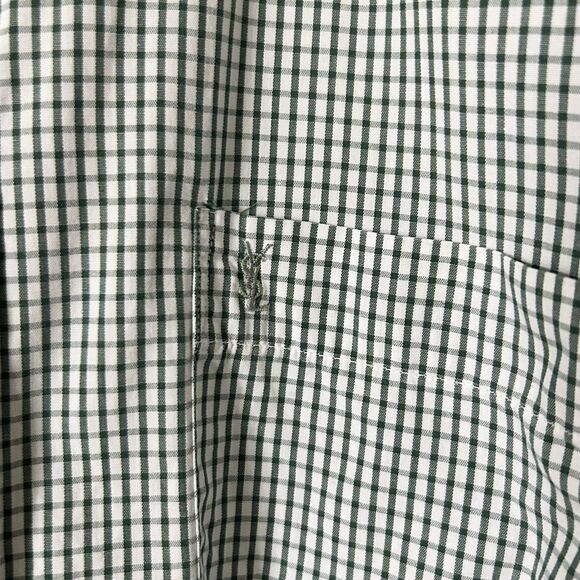 Yves Saint Laurent Men's Pima Cotton Green Check Button Down Shirt Size Large - Picture 3 of 4